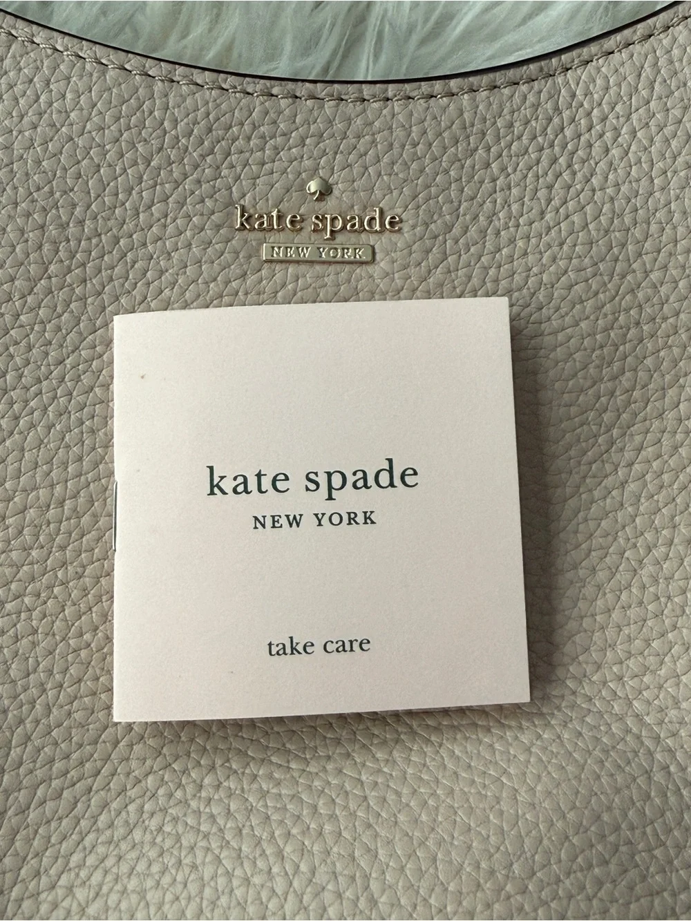 kate spade Pebbled Leather Hobo Shoulder Bag in Light Beige with Gold Hardware